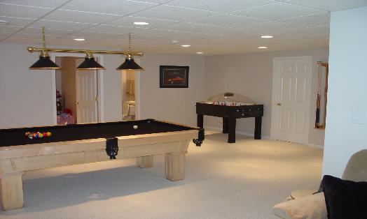 Finished basement and game room