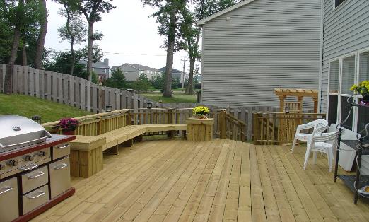 PT Deck with Bench, Tables and Arbor