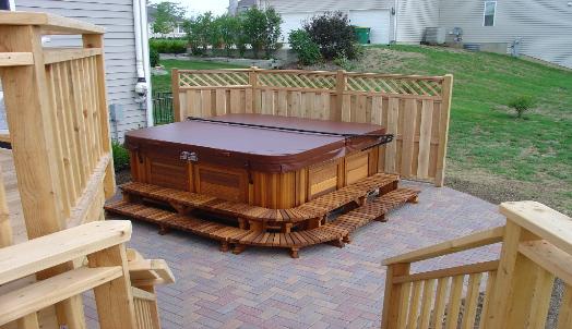 Paver Patio With Hot Tub